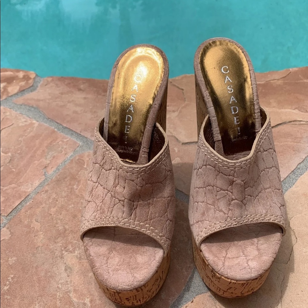Casadei cork/leather shoes